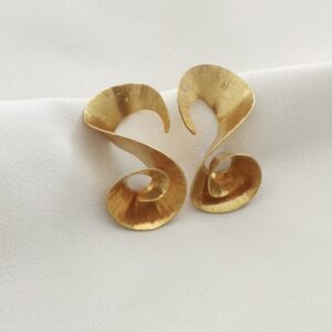 Handcrafted Small Spiral Earrings 24k gold-plated bronze artisan jewelry front view