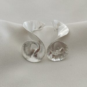 Handcrafted Small Spiral Earrings sterling silver 950 artisan jewelry front view