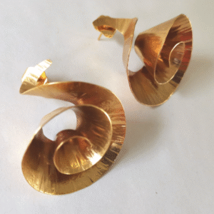 Handcrafted Twisted Spiral Earrings 24k gold-plated bronze artisan jewelry front view