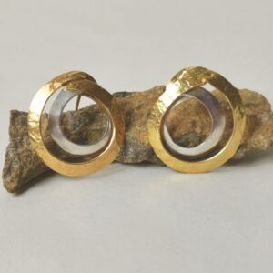 Handcrafted Wave Stud Earrings sterling silver with 24k gold-plated accents artisan jewelry front view