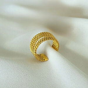 Handcrafted Five-Strand Ear Cuff 24k gold-plated bronze adjustable artisan jewelry side