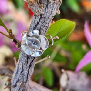 Handcrafted Floral Ear Cuff sterling silver 950 adjustable artisan jewelry detail