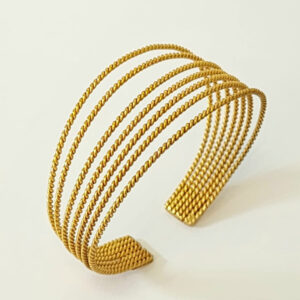 Handcrafted Seven-Strand Twisted Bracelet 24k gold-plated bronze adjustable artisan jewelry front