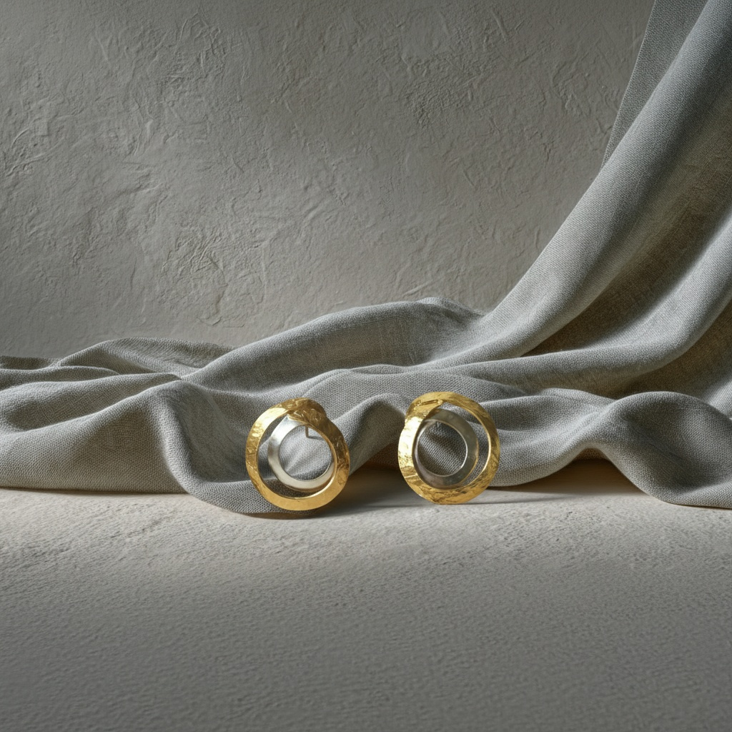 Handcrafted Wave Stud Earrings sterling silver with 24k gold-plated accents artisan jewelry environment