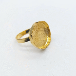 Adjustable Hoja Victoria Regia Ring in 24k gold-plated bronze, inspired by the rounded leaf form of the Victoria Regia plant.